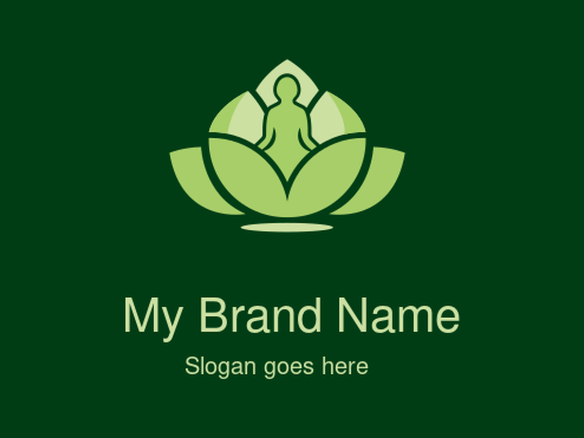 Meditative Human in Lotus Pose with Leaf Petals Yoga Logo Design